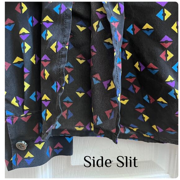 Derek Lam Silk Cuneiform Print Collared Drape Blouse Size 0 Relaxed Fit - Picture 13 of 16